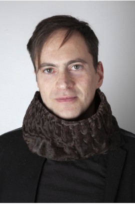 Dark brown persianer karakul lamb fur neck warmer - unisex